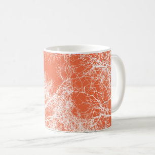 Orangefarbene und weiße, silberfarbene Bäume Kaffeetasse