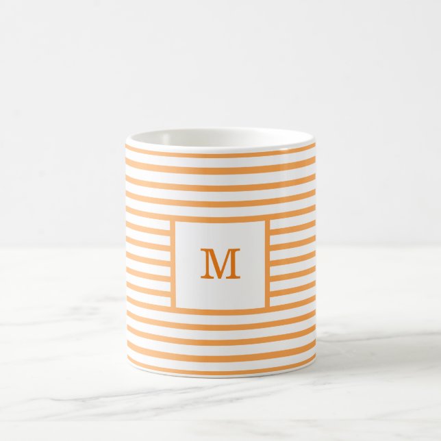 Orangefarbene und weiße Streifen Kaffeetasse (Mittel)