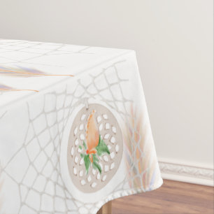 Orangefarbene und weiße Tabletten Tischdecke
