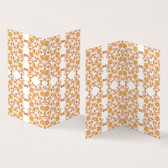 orangefarbene und weiße Tapeten mit Blumenmotiv (Innenseite und Außenseite)
