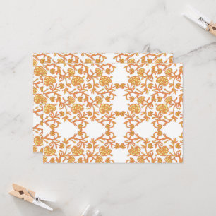 orangefarbene und weiße Tapeten mit Blumenmotiv Einladung