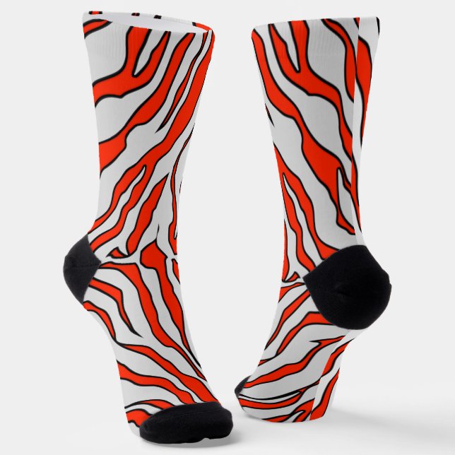 Orangefarbene und weiße Tiger-Streifen Socken (Gewinkelt)