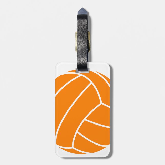 Orangefarbene und weiße Volleyball Gepäckanhänger (Rückseite vertikal)