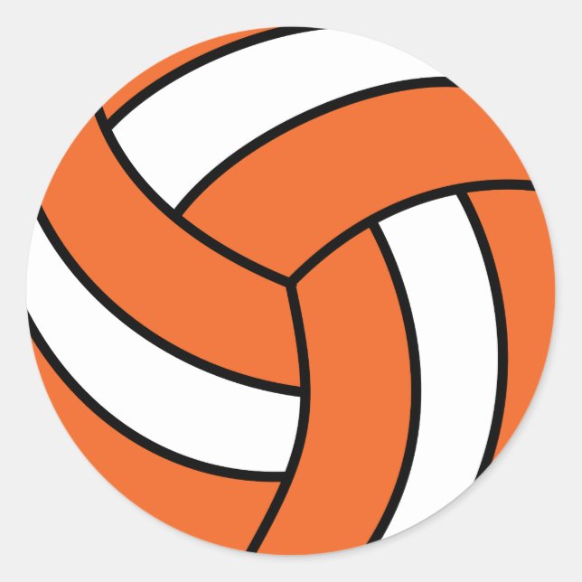 Orangefarbene und weiße Volleyball Runder Aufkleber (Vorderseite)