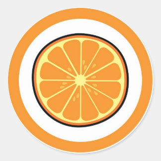 Orangefarbene, visuelle Umkleber Runder Aufkleber