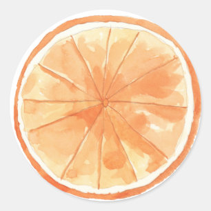 Orangefarbene Wasserfarbe Runder Aufkleber