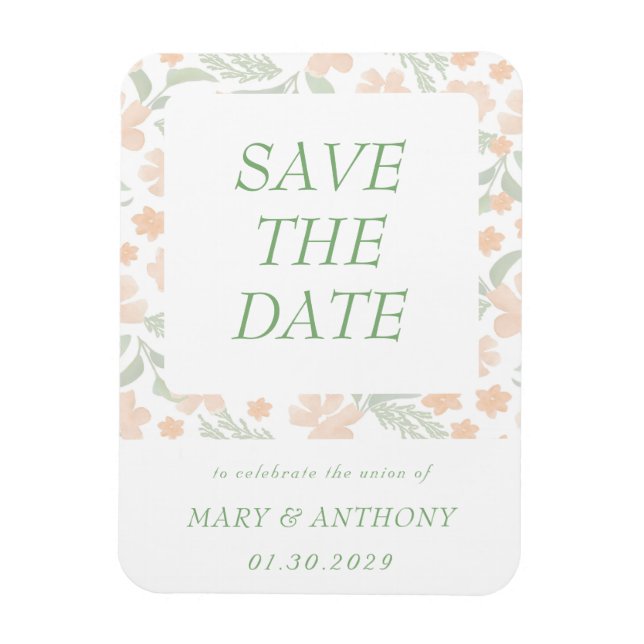 Orangefarbene Wasserfarbe Speichern Sie das Datums Magnet (Vertikal)