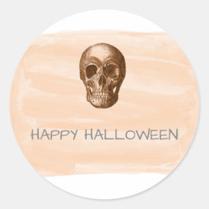 Orangefarbene Wasserfarben-Halloween-Sticker Runder Aufkleber