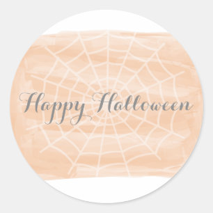 Orangefarbene Wasserfarben-WebHalloween-Aufkleber Runder Aufkleber