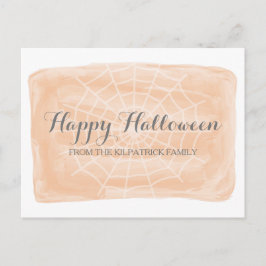 Orangefarbene Wasserfarben-WebHalloween-Postkarte Postkarte