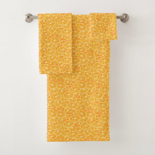 Orangefarbene Wasserscheiben Badhandtuch Set