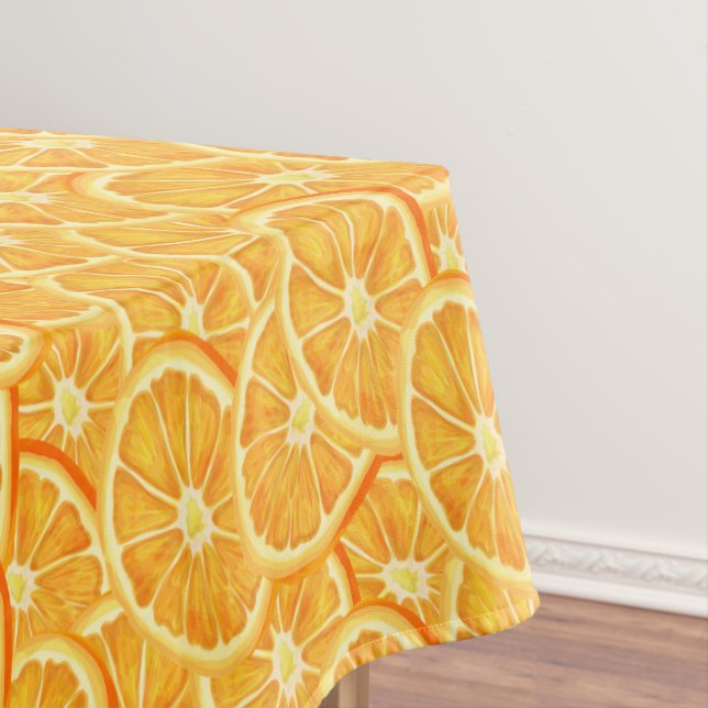 Orangefarbene Wasserscheiben Tischdecke (Beispiel)