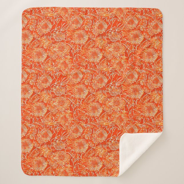 Orangefarbene weiche Blume Sherpadecke (Vorderseite)