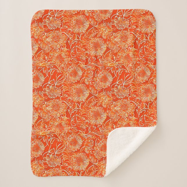 Orangefarbene weiche Blume Sherpadecke (Vorderseite)