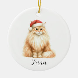 Orangefarbene Weihnachtsmannmütze Keramik Ornament
