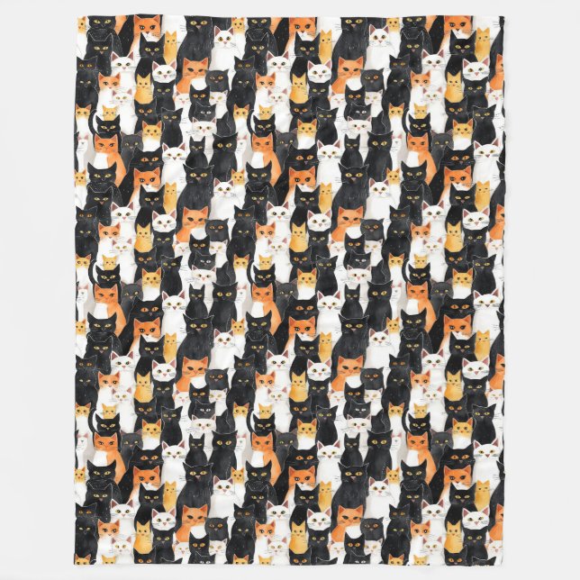 Orangefarbene weiße Katzen Fleecedecke (Vorderseite)