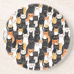 Orangefarbene weiße Katzen Getränkeuntersetzer