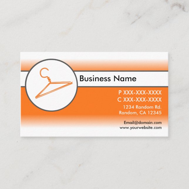 Orangefarbene weiße Kleiderbügel Visitenkarten Visitenkarte (Vorderseite)