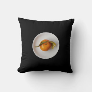 Orangefarbene weiße Platte Cool Spaß fröhlich Kissen