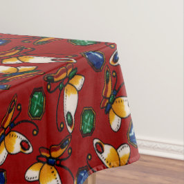 Orangefarbene weiße Schmetterlinge, Smaragd, Sapph Tischdecke