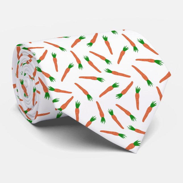 Orangefarbene, weiße und grüne Karotten drucken Krawatte (Gerollt)