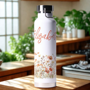 Orangefarbene Wildblume Trinkflasche