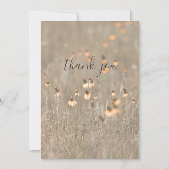 Orangefarbene Wildblumen im Wiesenflaech Dankeschö Dankeskarte (Vorderseite)