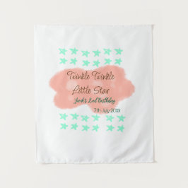 Orangefarbene Wolken funkeln blinkende kleine Ster Wandteppich