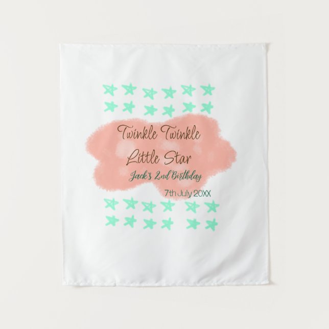 Orangefarbene Wolken funkeln blinkende kleine Ster Wandteppich (Vorderseite)