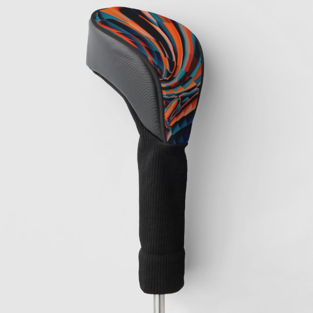 Orangefarbene zeichn von Quadraten, die auf der ge Golf Headcover (angewinkelt)