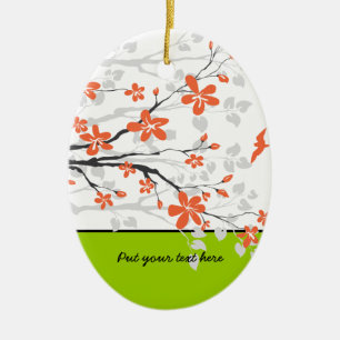 Orangefarbene Zitronenmagnolia Blume Keramikornament