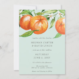 Orangefarbene Zitrusfrüchte Botanische Hochzeit Einladung