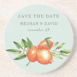 Orangefarbene Zitrusfrüchte Botanische Hochzeit Getränkeuntersetzer