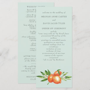 Orangefarbene Zitrusfrüchte Botanische Hochzeit Programm