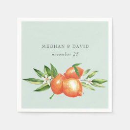 Orangefarbene Zitrusfrüchte Botanische Hochzeit Serviette