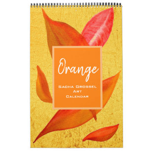 Orangefarbener Aquarellkunst-Kalender Sachsen Gros Kalender