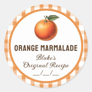 Orangefarbener Aufkleber mit karierter Bauweise