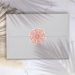 Orangefarbener Aufkleber mit weißem Blühte