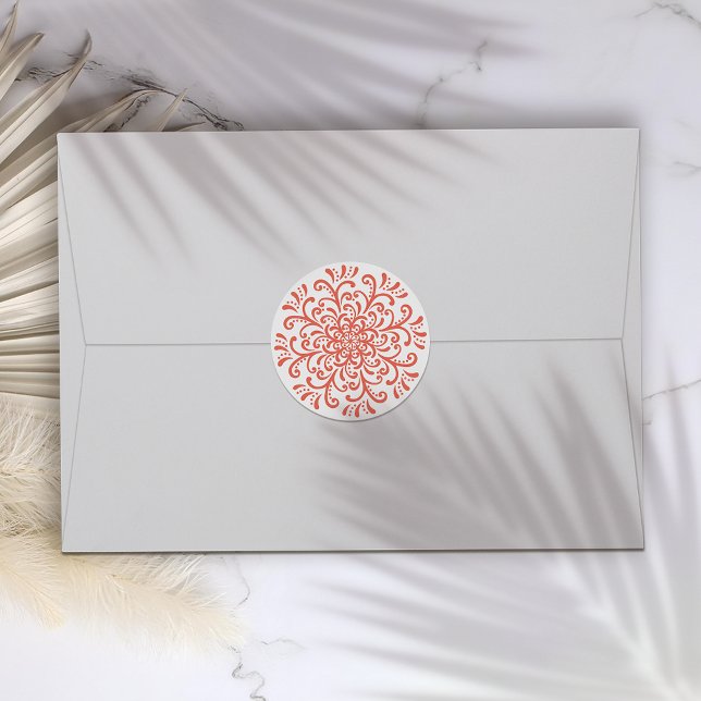 Orangefarbener Aufkleber mit weißem Blühte (Von Creator hochgeladen)