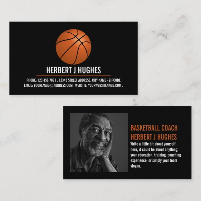 Orangefarbener Basketball, Basketballspieler, Trai Visitenkarte (Vorne/Hinten)