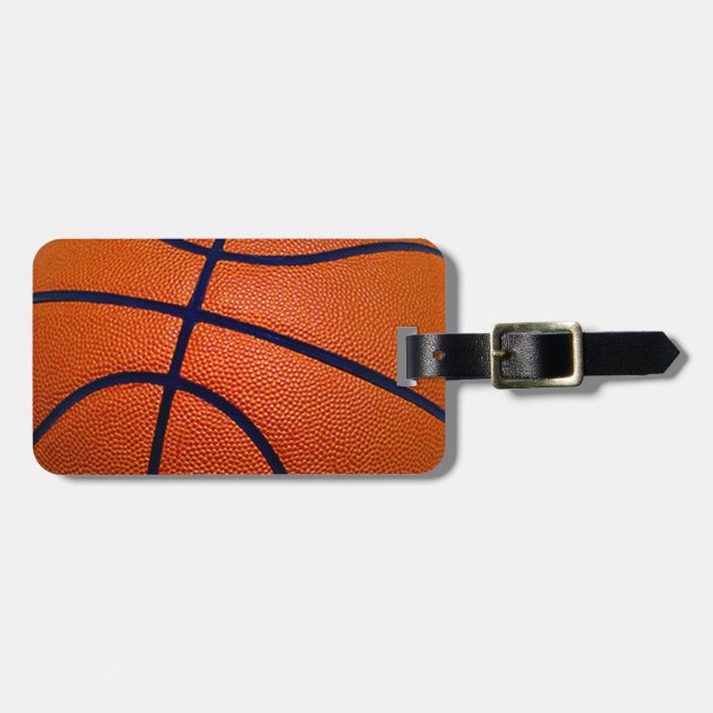 Orangefarbener Basketball Gepäckanhänger (Vorderseite horizontal)