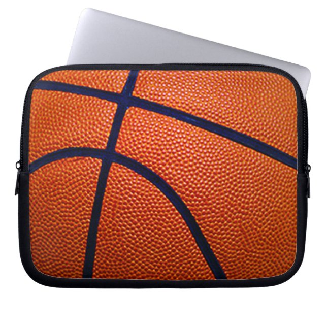 Orangefarbener Basketball Laptopschutzhülle (Vorderseite)