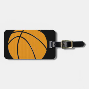 Orangefarbener Basketball mit schwarzem Hintergrun Gepäckanhänger
