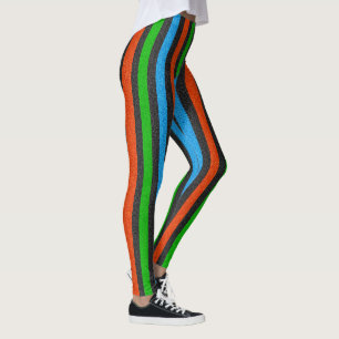 Orangefarbener, blauer, grüner, schwarzer Glitzer Leggings