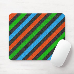Orangefarbener, blauer, grüner, schwarzer Glitzer Mousepad
