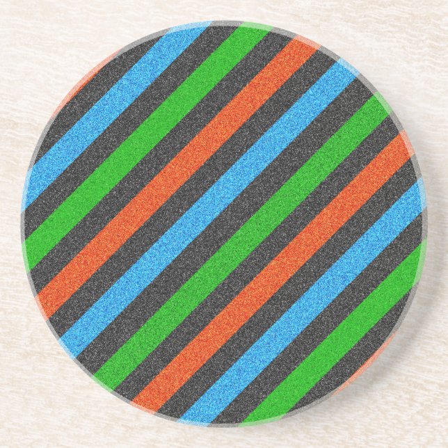 Orangefarbener, blauer, grüner, schwarzer Glitzer  Untersetzer (Vorne)