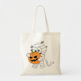 Orangefarbener Cartoon Mummy mit Pumpkin Tragetasche