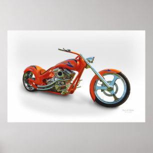 orangefarbener Chopper Poster