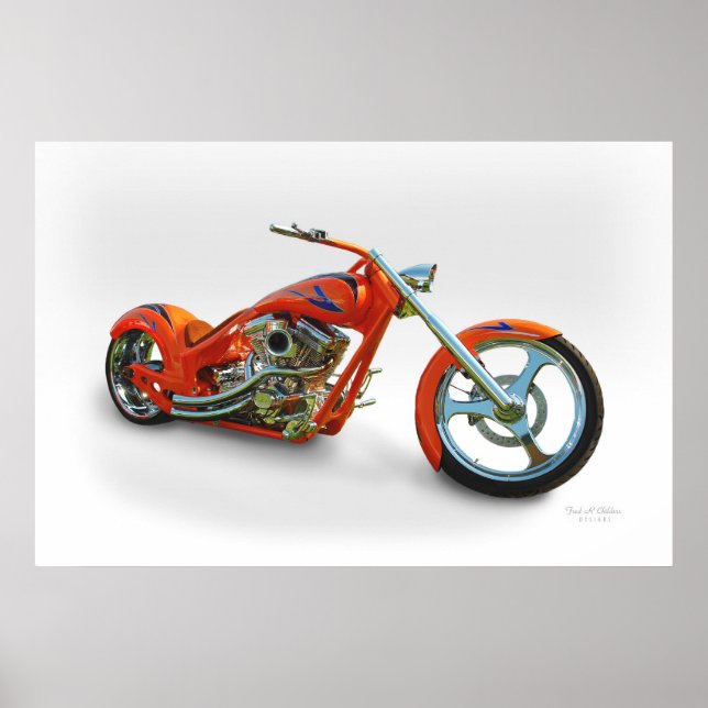 orangefarbener Chopper Poster (Vorne)