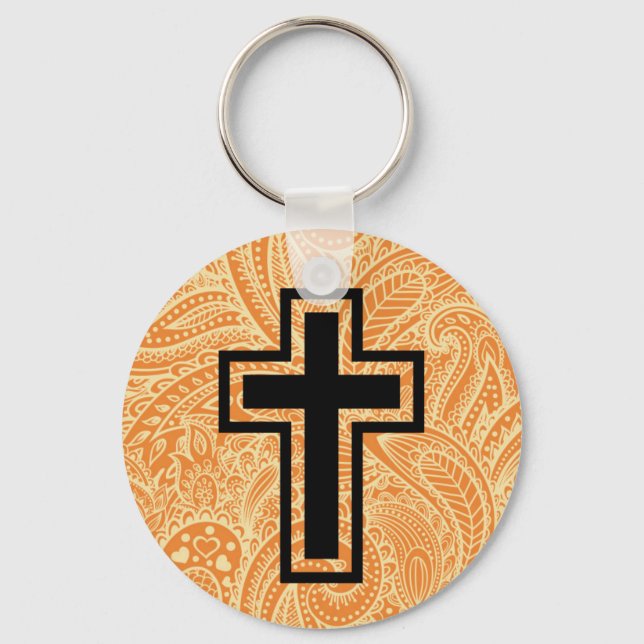 Orangefarbener, Christlicher Schlüsselanhänger aus (Vorderseite)